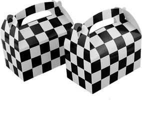 img 3 attached to 🏎️ Adorox Set of 12 Checkered Racing Treat Boxes for Race Car Theme Party Favors