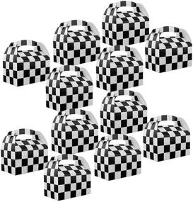 img 4 attached to 🏎️ Adorox Set of 12 Checkered Racing Treat Boxes for Race Car Theme Party Favors