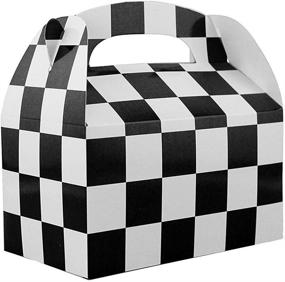 img 2 attached to 🏎️ Adorox Set of 12 Checkered Racing Treat Boxes for Race Car Theme Party Favors