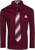 boys' long sleeve button up dress shirt with necktie and pocket square by tuxgear logo