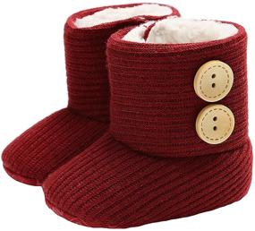 img 4 attached to 👶 Unisex Baby Winter Buttons Snow Boots - Soft Sole, Non-Slip, Warm Booties for Toddlers, Newborns, and Infants - Prewalker, Crib Shoes