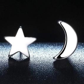 img 1 attached to 🌙 GooodCorsetMall: Sterling Silver Moon and Star Stud Earrings - Mismatched, Hypoallergenic Jewelry Gift for Girls and Women