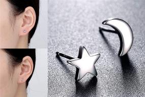 img 3 attached to 🌙 GooodCorsetMall: Sterling Silver Moon and Star Stud Earrings - Mismatched, Hypoallergenic Jewelry Gift for Girls and Women