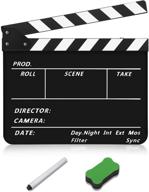 🎬 flexzion acrylic plastic clapboard director's clapper board: versatile slateboard for film studios, home movies, and video production - 10x12" size with black/white sticks logo