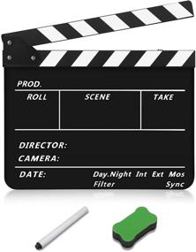img 4 attached to 🎬 Flexzion Acrylic Plastic Clapboard Director's Clapper Board: Versatile Slateboard for Film Studios, Home Movies, and Video Production - 10x12" Size with Black/White Sticks