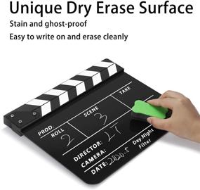 img 2 attached to 🎬 Flexzion Acrylic Plastic Clapboard Director's Clapper Board: Versatile Slateboard for Film Studios, Home Movies, and Video Production - 10x12" Size with Black/White Sticks