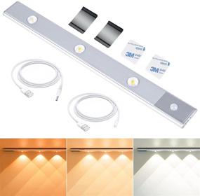 img 4 attached to 🔦 Wireless Ultra-Thin LED Closet Light: Rechargeable Motion Sensor Stick-On Light Bar with Adjustable Color Temperature - Under Cabinet Lights for Kitchen - 1 Pack