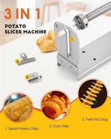 img 3 attached to CGOLDENWALL Manual Tornado Potato Slicer - 3 in 1 Spiral Potato Cutter, 🥔 Twisted Potato Slicer & Spiral Twister Cutter - Premium Thicker Stainless Steel Vegetables Cutting Machine