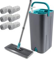 🧹 advanced flat mop and bucket set: 6 reusable microfiber pads, 360° flexible head, stainless steel handle for hands-free self-cleaning. ideal for ceramic, laminate, tiles, and wood floor cleaning. logo