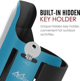 img 1 attached to MoKo Phone Armband: Water Resistant Running Cell Phone Holder - Compatible with iPhone 11 Pro, X, Xs, 8, 7, 6, 6s - Adjustable Band with Key Holder - Ideal for Walking Fitness - Blue