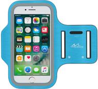 moko phone armband: water resistant running cell phone holder - compatible with iphone 11 pro, x, xs, 8, 7, 6, 6s - adjustable band with key holder - ideal for walking fitness - blue logo