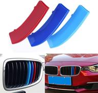 🚗 xotic tech m-colored tri grille insert trims strips, front center kidney grilles compatible with bmw 3 f30 4 series f32 435i standard chrome grill (11 beam bars) - improved seo logo
