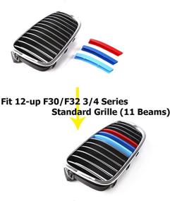 img 2 attached to 🚗 Xotic Tech M-Colored Tri Grille Insert Trims Strips, Front Center Kidney Grilles Compatible with BMW 3 F30 4 Series F32 435i Standard Chrome Grill (11 Beam Bars) - Improved SEO