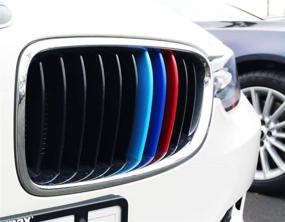 img 1 attached to 🚗 Xotic Tech M-Colored Tri Grille Insert Trims Strips, Front Center Kidney Grilles Compatible with BMW 3 F30 4 Series F32 435i Standard Chrome Grill (11 Beam Bars) - Improved SEO
