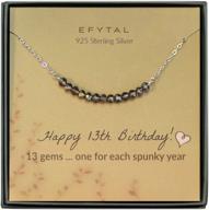 efytal 13th birthday gifts for girls: sterling silver necklace with 13 beads, ideal bat mitzvah gift for new teens logo