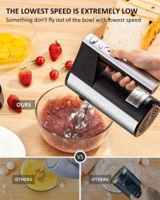 img 2 attached to 🧁 Upgraded Electric Hand Mixer: Turbo Boost Speed with Self-Control! Perfect for Baking Cakes, Cream & Eggs - 5 Speed Settings, Eject Button, 4 Stainless Steel Accessories! Includes Storage Base!