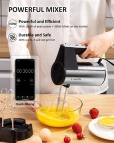 img 1 attached to 🧁 Upgraded Electric Hand Mixer: Turbo Boost Speed with Self-Control! Perfect for Baking Cakes, Cream & Eggs - 5 Speed Settings, Eject Button, 4 Stainless Steel Accessories! Includes Storage Base!