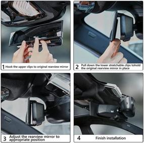 img 2 attached to 🚗 VLATUO 12 inch Panoramic Rear View Mirror - Universal Clip On Convex Curve Mirror, Reduces Blind Spot for Cars SUV Trucks (12"L x 2.8"H)