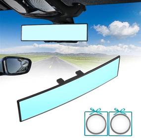 img 4 attached to 🚗 VLATUO 12 inch Panoramic Rear View Mirror - Universal Clip On Convex Curve Mirror, Reduces Blind Spot for Cars SUV Trucks (12"L x 2.8"H)