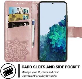 img 2 attached to 🦋 Stylish Galaxy S21 Wallet Case: Magnetic Leather Case for Women with 3D Emboss Butterfly Card Slots, Kickstand, and Soft TPU Protection - Rose Gold, 6.2 Inch