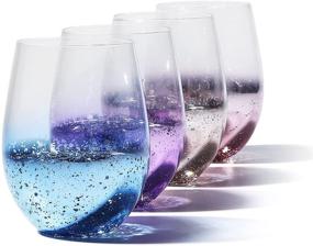 img 4 attached to Colorful Stemless Wine Glasses Set of 4 - Crystal Clear Glassware with Starry Sky Theme - Premium Drinking Tumblers for Parties - 18oz Capacity - Perfect Gift Idea for Water, Juice, Beer