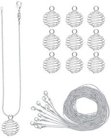 img 4 attached to 📿 CrazyPiercing 10-Pack Bead Cage Pendants & Snake Chain Necklaces Set - 25 x 20 mm Size, 24 Inches Length