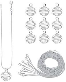 img 2 attached to 📿 CrazyPiercing 10-Pack Bead Cage Pendants & Snake Chain Necklaces Set - 25 x 20 mm Size, 24 Inches Length