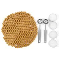 300 octagon gold sealing wax beads set with 4 candles and 2 melting spoons for wax seal stamp - yoption logo