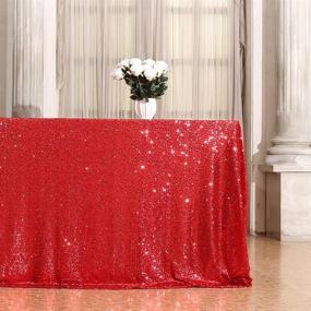 img 4 attached to Eternal Beauty: Red Sequin Tablecloth for Party, Cake Dessert - Sparkly 60x102-inch Rectangular Sequin Table Cloth