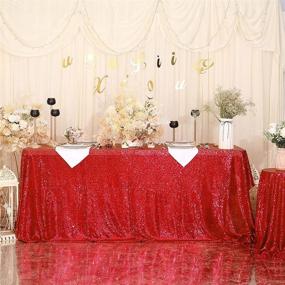 img 1 attached to Eternal Beauty: Red Sequin Tablecloth for Party, Cake Dessert - Sparkly 60x102-inch Rectangular Sequin Table Cloth