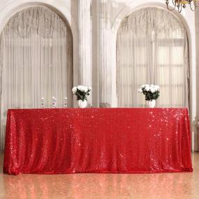 img 3 attached to Eternal Beauty: Red Sequin Tablecloth for Party, Cake Dessert - Sparkly 60x102-inch Rectangular Sequin Table Cloth