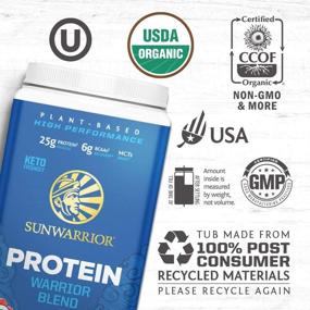 img 2 attached to 🌱 Organic Vegan Plant Protein Powder - Sunwarrior Warrior Blend with BCAAs and Pea Protein - Dairy Free, Gluten Free, Soy Free, Non-GMO, Sugar Free, Keto Friendly, and Plant-Based Protein Powder
