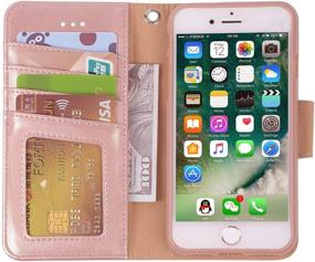 img 1 attached to 📱 Arae Case for iPhone 7 / 8 / SE 2020, Premium Rosegold PU Leather Wallet Case with Kickstand and Flip Cover, iPhone SE 2nd Generation 4.7 inch