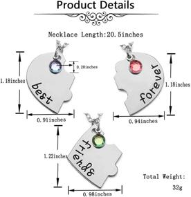 img 1 attached to 🔑 JOVIVI Лучшие друзья навсегда ожерелья и брелки для 3/4, сердце сплава пазлов для парящих ключей Дружбы комплект ювелирных изделий BBF