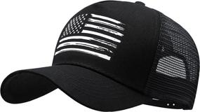 img 4 attached to 🧢 VIONLAN Baseball Cap with American Flag Design | Trucker Hat for Men and Women | Adjustable Outdoor Mesh Snapback Hat with 3D Embossed Logo