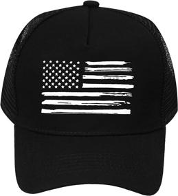 img 3 attached to 🧢 VIONLAN Baseball Cap with American Flag Design | Trucker Hat for Men and Women | Adjustable Outdoor Mesh Snapback Hat with 3D Embossed Logo