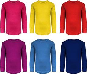 img 4 attached to 6 Pack of Long Sleeve Athletic Performance Undershirt Tops/Base Layer Cotton Stretch Shirts for Girls/Boys/Toddlers