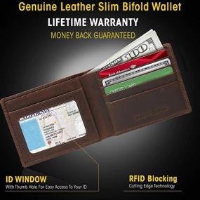 img 3 attached to Genuine Leather Slim Bifold Wallets: Exquisite Men's Accessories for Cards, Cash, and Organization