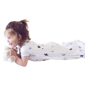 img 4 attached to 👶 Ultra-Comfy Muslin Baby Sleeping Bag and Sack, Incredibly Soft and Lightweight wearable Blanket, Blue and Beige, 18-36 Months, 0.5 TOG