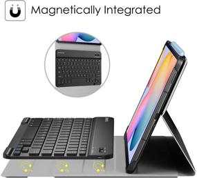 img 2 attached to Финпит-клавиатурный чехол для Samsung Galaxy Tab S6 Lite 10.4'' 2020 SM-P610 (Wi-Fi) SM-P615 (LTE), тонкий подставка-кабель с держателем для S Pen, отстегиваемая беспроводная клавиатура Bluetooth, черный - улучшен для SEO.