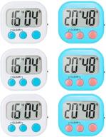 ⏱️ small timers for classroom teachers and kids - 6 pack digital kitchen timer with magnetic back, stand, on/off switch - blue and white logo