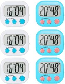 img 4 attached to ⏱️ Small Timers for Classroom Teachers and Kids - 6 Pack Digital Kitchen Timer with Magnetic Back, Stand, ON/Off Switch - Blue and White