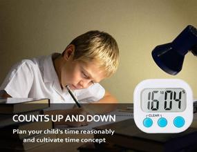 img 1 attached to ⏱️ Small Timers for Classroom Teachers and Kids - 6 Pack Digital Kitchen Timer with Magnetic Back, Stand, ON/Off Switch - Blue and White