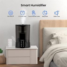 img 2 attached to Flowmist 6L Top Fill Warm and Cool Mist Ultrasonic UV Humidifiers for Large Room - Effective Moisture Control with Adjustable 360° Rotation Nozzle, Auto-Shut Off, Remote Control, Whisper-Quiet Operation