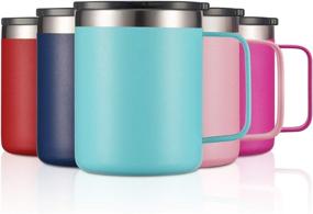 img 3 attached to ALOUFEA 12oz Stainless Steel Insulated Coffee Mug: The Perfect Travel Companion with Handle, Double Wall Vacuum, and Sliding Lid - Mint