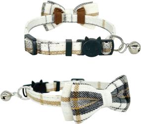 img 1 attached to 🐱 KUDES 2 Pack Cat Collars Set: Cute Bow Tie, Bell, Adjustable Size, Soft & Comfortable for Kittens & Puppies