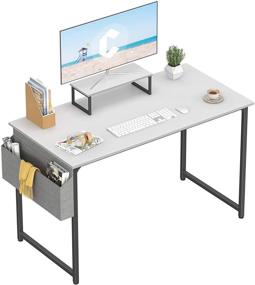 img 4 attached to 🖥️ Cubiker Computer Desk 55 Inch: Ideal Home Office Writing Desk with Storage Bag and Small Table, White