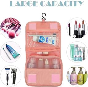 img 3 attached to 🎒 Portable Travel Makeup Bag & Hanging Toiletry Bag with Waterproof Organizers, Pouch for Cosmetics & Skincare – Perfect Gift for Women and Girls