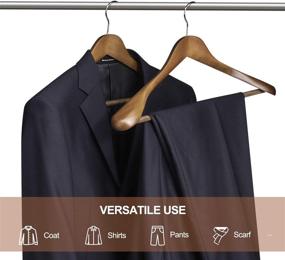 img 2 attached to 👕 Walnut Wooden Hangers 6 Pack with Non Slip Pants Bar, Smooth Finish 360° Swivel Hook, Wide Shoulder Solid Wood Suit Hangers Coat Hangers for Dress, Jacket, Heavy Clothes - By HOUSE DAY