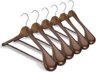 👕 walnut wooden hangers 6 pack with non slip pants bar, smooth finish 360° swivel hook, wide shoulder solid wood suit hangers coat hangers for dress, jacket, heavy clothes - by house day логотип